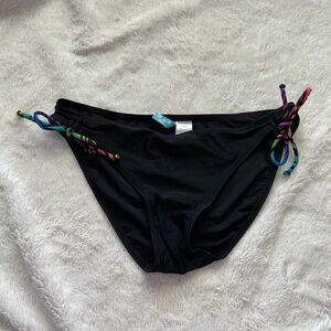 Black Bikini Bottom with Multicolor Ties
